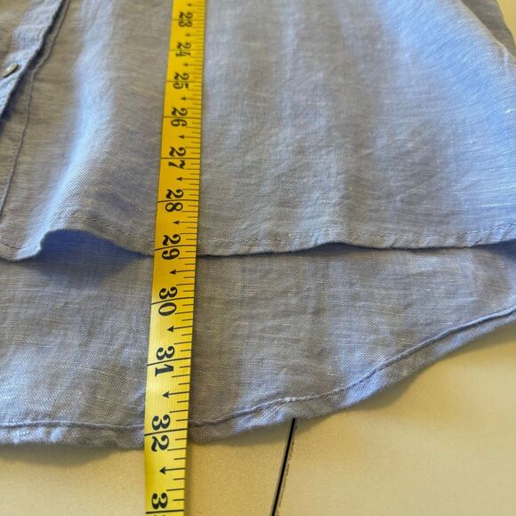 Sigrid Olsen Shirt Light Blue Linen High Low Button Up Size L Beachy, Casual - Picture 10 of 13